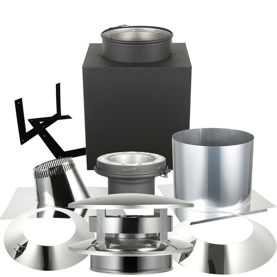 Through The Attic Kit for 6 Inner Diameter Chimney Pipe with Flat Top  Chimney Cap