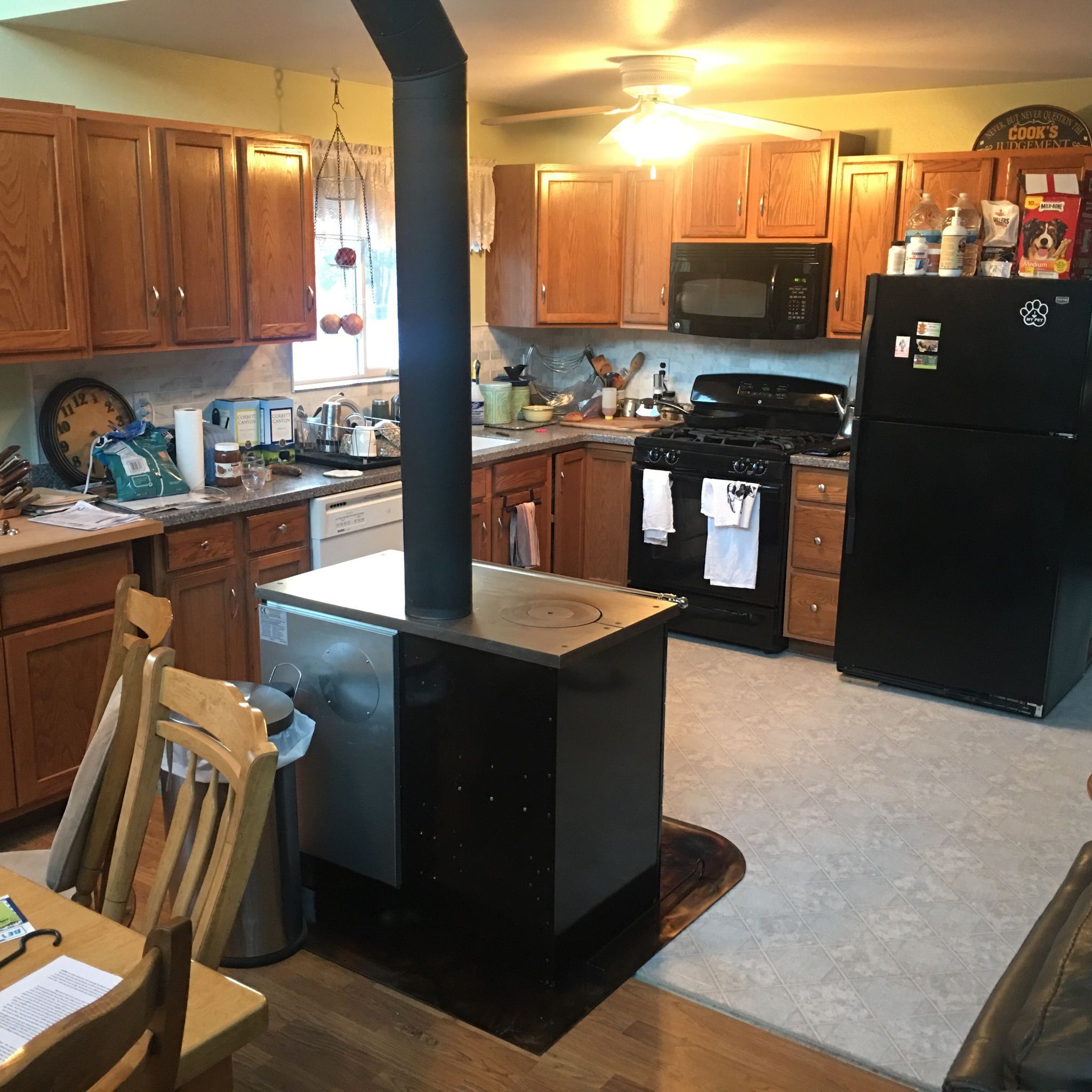 Stove in middle sales of kitchen