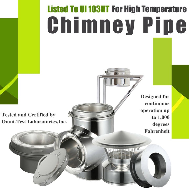Through The Wall Kit for 6 Inner Diameter Chimney Pipe with Flat Top  Chimney Cap