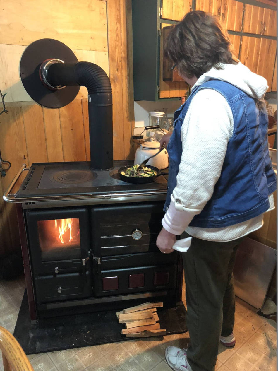 cook stove cooking on wood